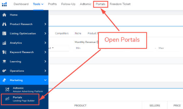 Open Portals from the options detailed above.